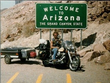 My 87 Heritage Softail and Me at the Arizona State Line
From my California Trip in September of 1988
