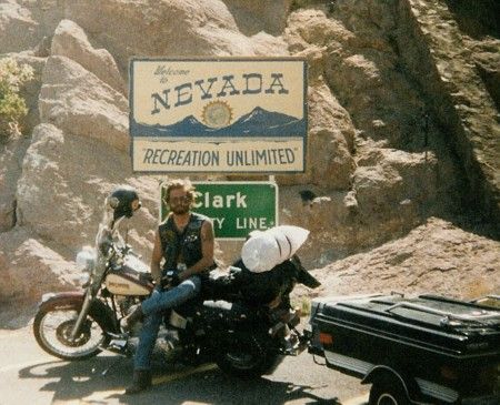 My 87 Heritage Softail and Me at the Nevada State Line
From My 1988 California Trip
