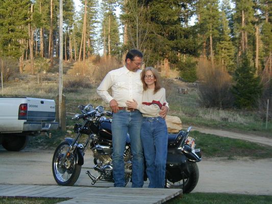 Click to view full size image
 ============== 
Charlie & Conni
2005 before a Virago ride...
