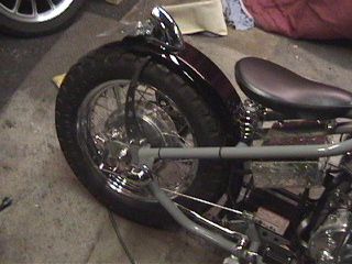 swap meet fender, fender braces made from scrap yard material.
all hardware and such were  KopyKrome ( nickel plate) from Caswell plating. easy to do!  Results are excellant and know matter how i tried i couldnt mess it up!
