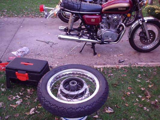 Click to view full size image
 ============== 
Brake work
Good thing I have another ride! 79 KZ650SR
