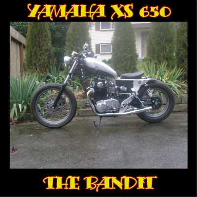 Click to view full size image
 ============== 
The Bandit
This is another one in my collection of bikes that I have built over the past year or so whereby I use certain styling cues from a Street Tracker & certain cues from a Bobber. I create what I call a TRACKABOB
