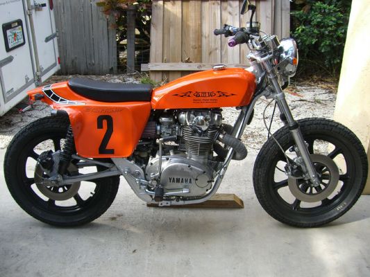 Click to view full size image
 ============== 
79' special
This is the streettracker I built a few years ago. This had 4300 origional  miles on the clock when I found it in a cycle shop here in Ft Lauderdale. Bought it for $1500 and was in perfect condition.
