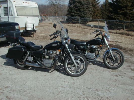 Click to view full size image
 ============== 
Pair of 650's
March 5, 2009.  Got both out for some fresh air from the shop.
